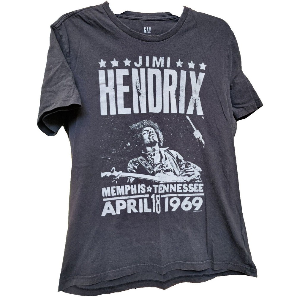 Jimi Hendrix Memphis Tennessee April 18 1969 Black T-Shirt Gap Size M Band Retro